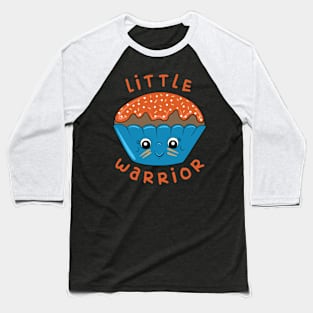 Little Warrior - Cute Warrior Cupcake Design - Blue Baseball T-Shirt